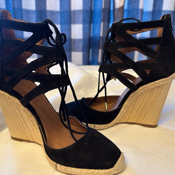 Aquazzura Black suede wedges. - Picture 3 of 6